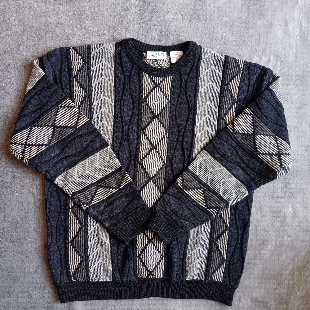 Irvine Park Vintage Men's Patterned Crewneck Sweater Size Small, 90s Fall